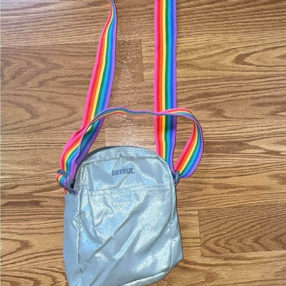 Nike BETRUE Silver Crossbody Bag with Rainbow Strap